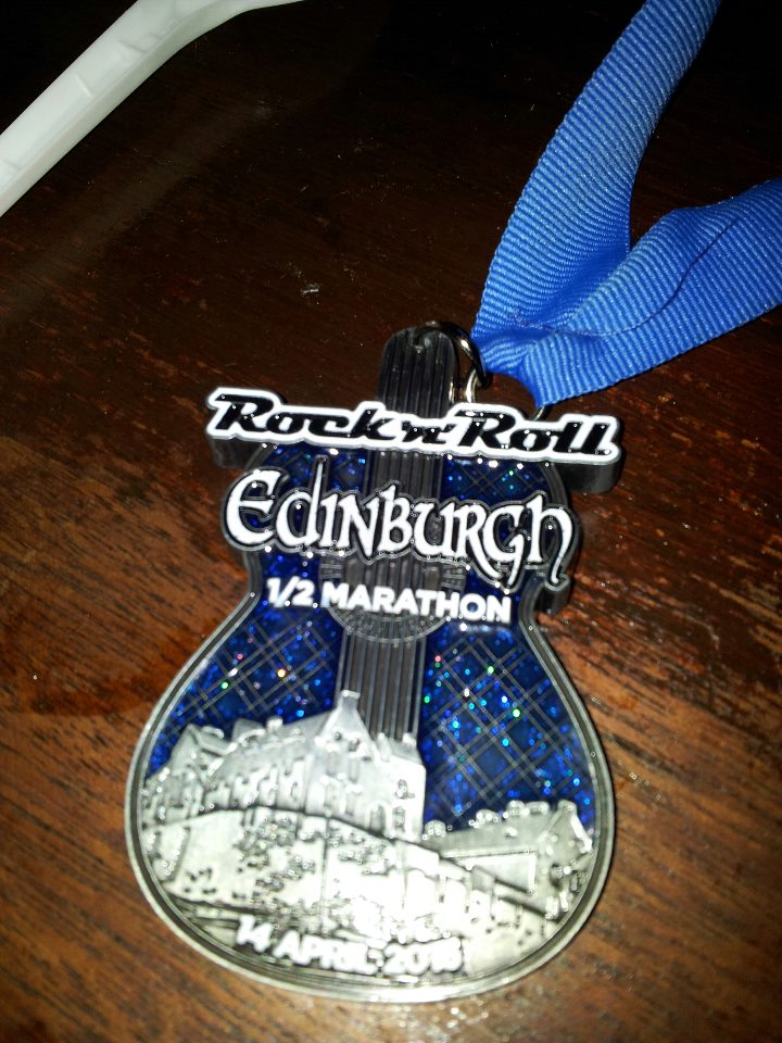 The beautiful bling of the Edinburgh rock 'n' roll half. Only good thing about this wet and windy race!