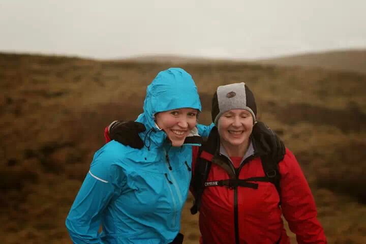 Caroline and I at the summit of West Lomond. Hail, wind and rain all at once, just lovely!