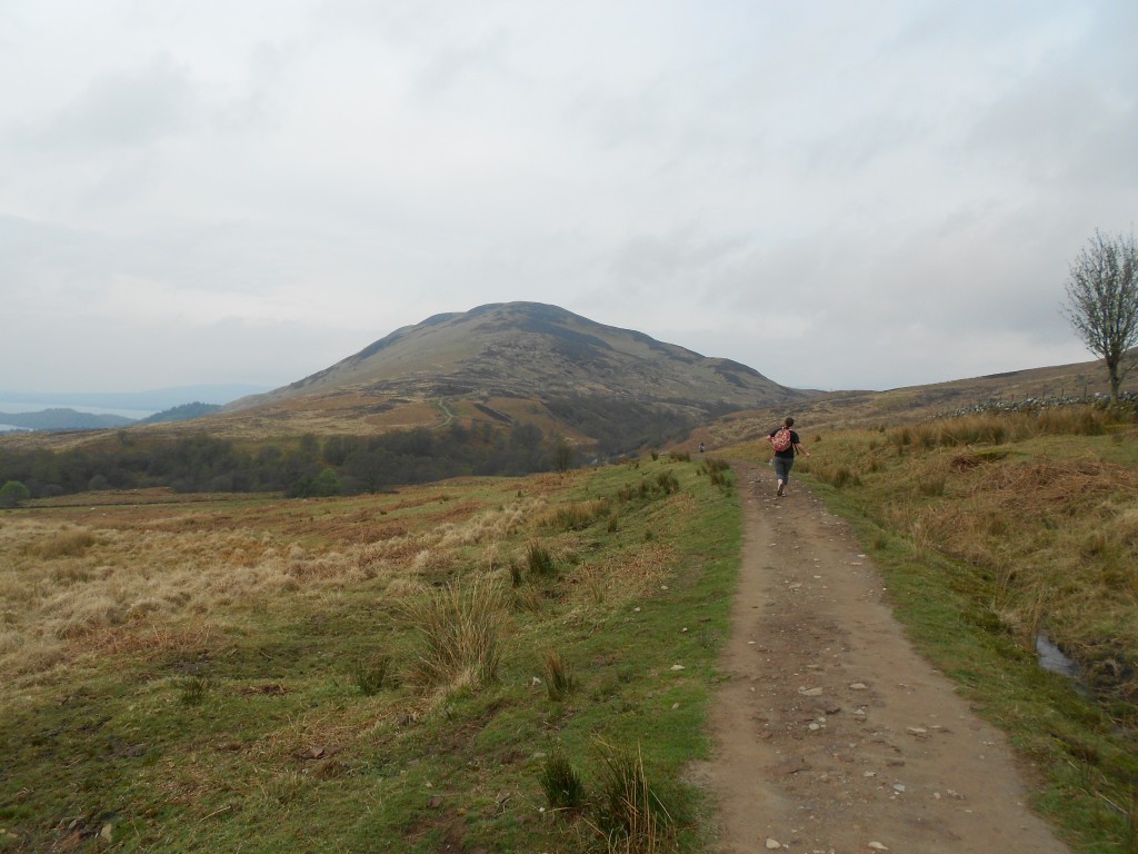 Jemma running up Conic hill!