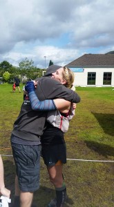 My little brother surprising me on the finish line. So delighted to see him!