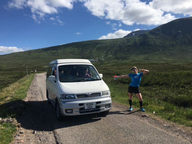 Weather - check. Scenery - check. Random weirdo hanging around outside the van - check!